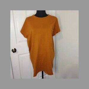 Zara Burnt Orange Oversized Slouchy Pocket T Shirt Dress Size Small
